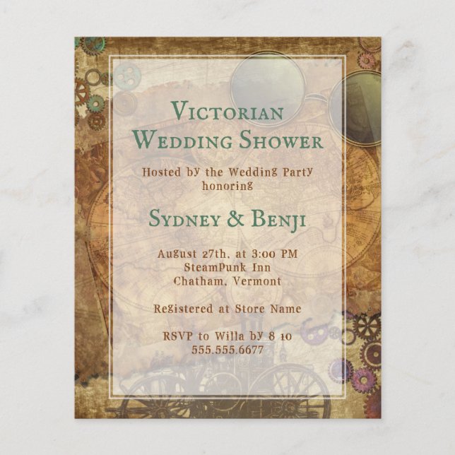 Victorian Steampunk Budget Shower Invitations Flyer (Vorne)