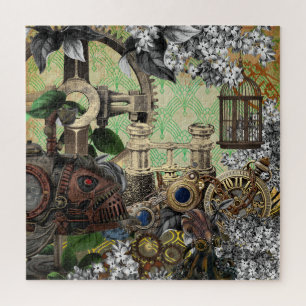 Victorian Steampunk Gears, Clock, Binoculars Puzzle