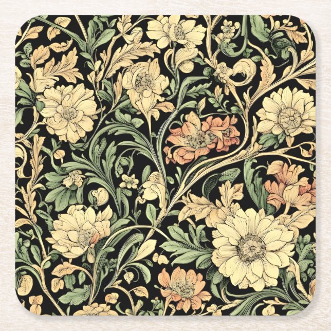 Victorian-style floral pattern  rechteckiger pappuntersetzer (Vorderseite)