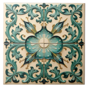 Victorian Türkblaue Lorbeer Fliese