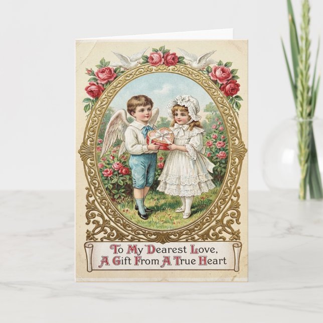 Victorian Valentine Angel Card Karte (Vorderseite)