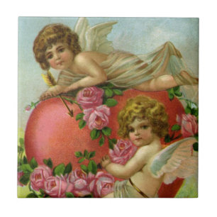 Victorian Valentinstag Vintage Engel Herz Rose Fliese