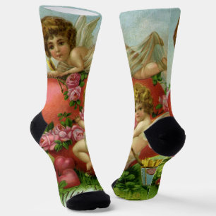 Victorian Valentinstag Vintage Engel Herz Rose Socken