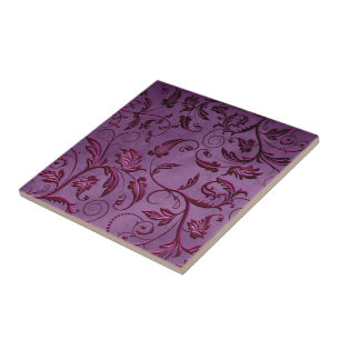 Victorian Vines Lila Keramikfliese mit Spitze