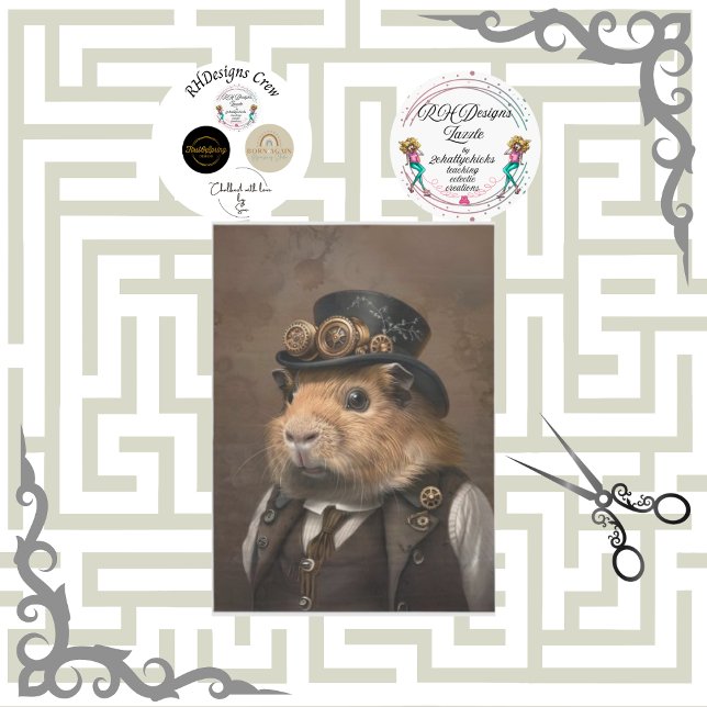 Victorian Vintage Guinea Pig Decoupage Seidenpapier (Von Creator hochgeladen)