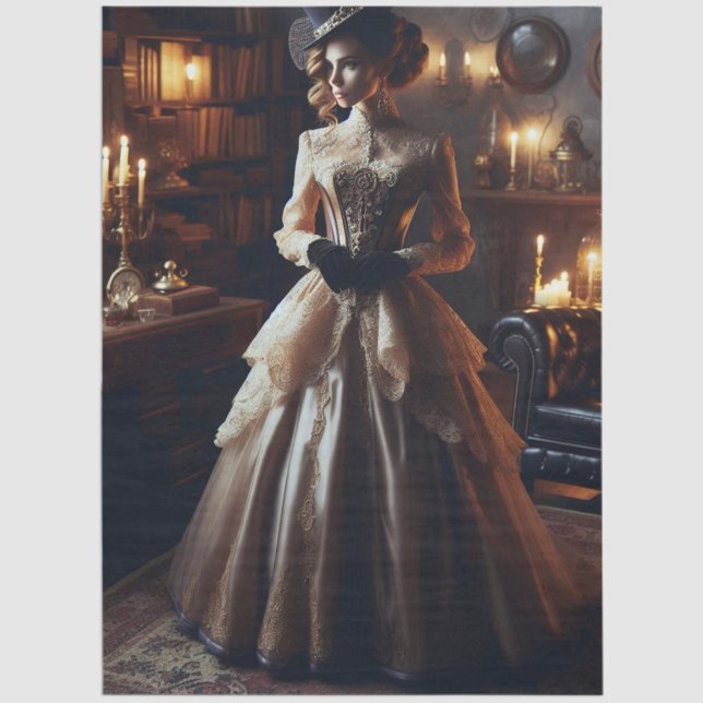 Victorian Vintage Mysterious Elegant Woman  Seidenpapier (Von Creator hochgeladen)