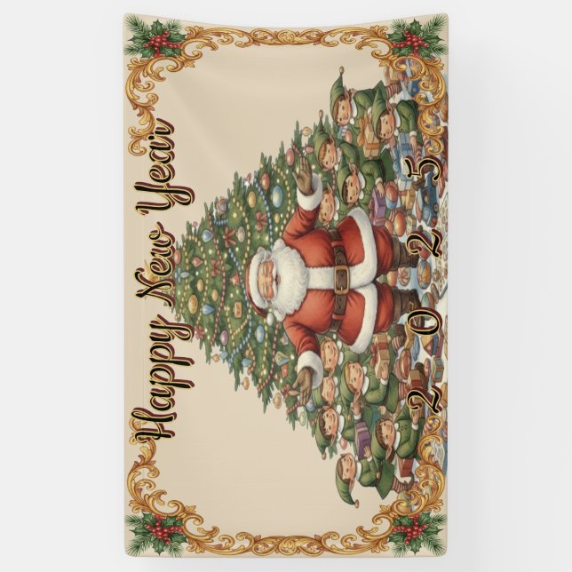 Victorian Watercolor Santa Christmas Collection Banner (Vertikal)