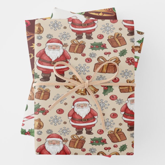 Victorian Watercolor Santa Christmas Collection Geschenkpapier Set (Beispiel)