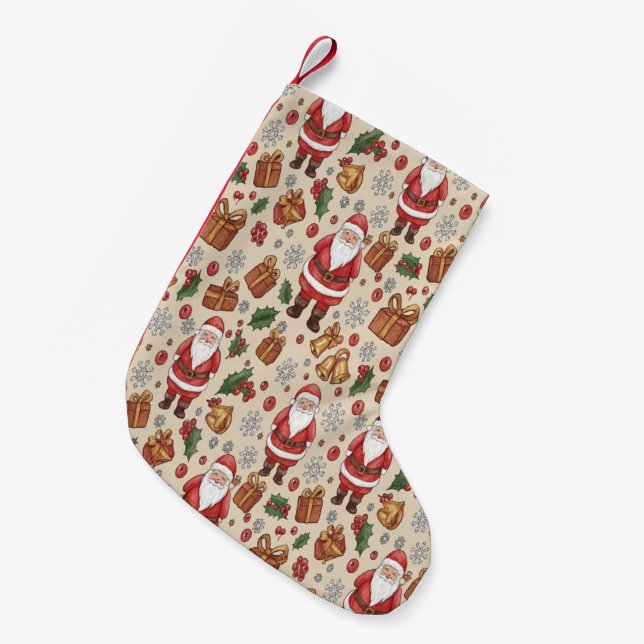 Victorian Watercolor Santa Christmas Collection Kleiner Weihnachtsstrumpf (Vorderansicht (hängend))