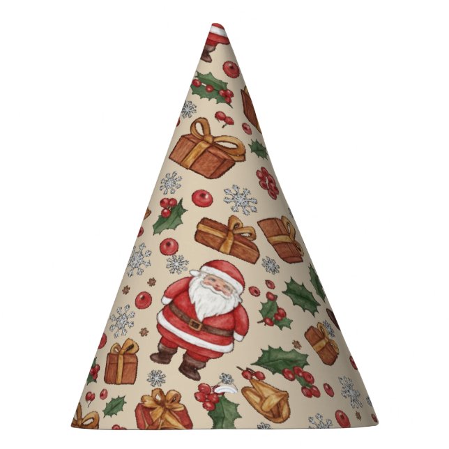 Victorian Watercolor Santa Christmas Collection Partyhütchen (Rechts)