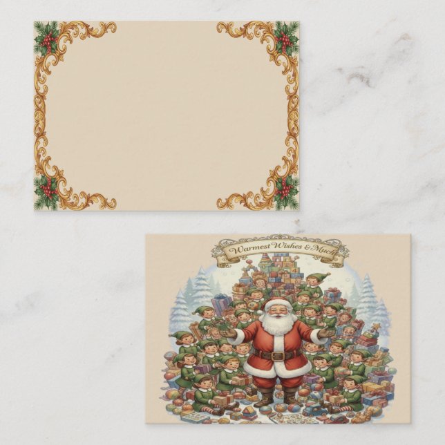 Victorian Watercolor Santa Christmas Collection Platzkarte (Vorne/Hinten)