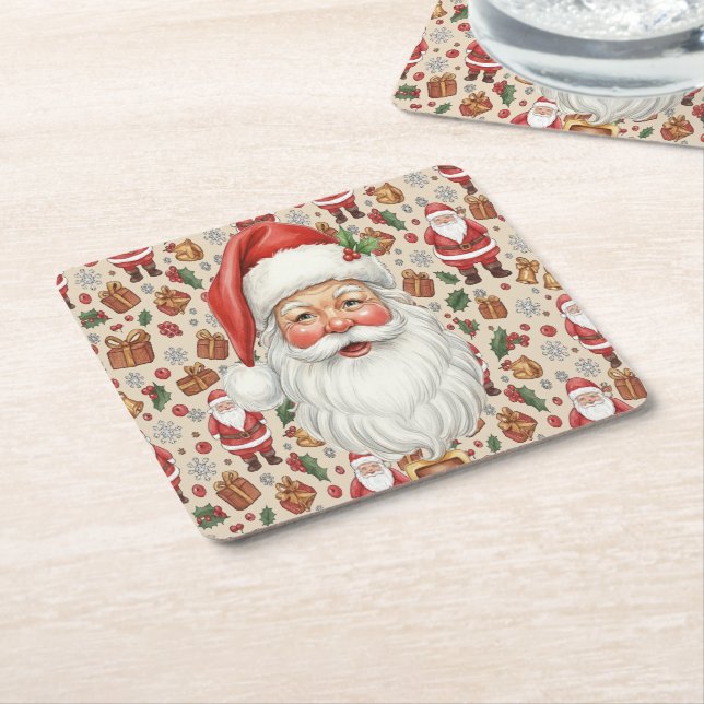 Victorian Watercolor Santa Christmas Collection Rechteckiger Pappuntersetzer (angewinkelt)