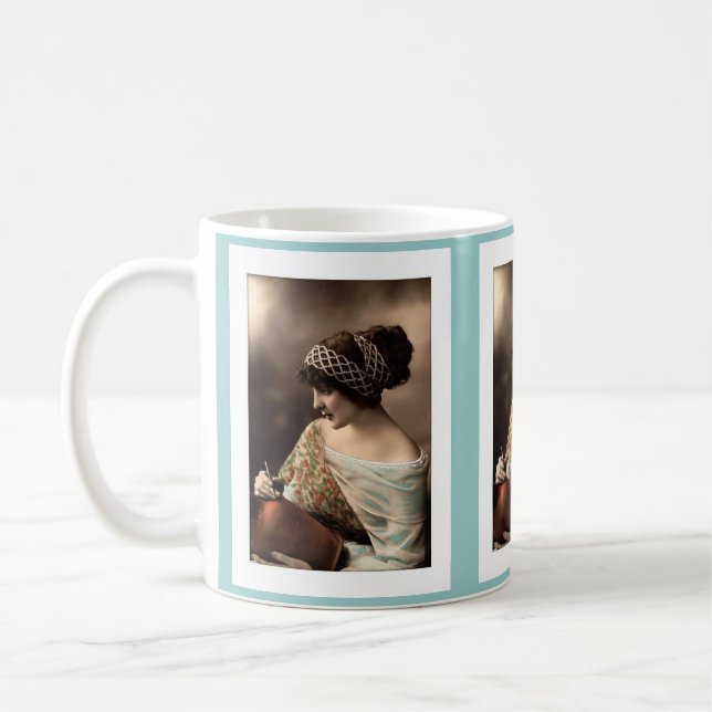 Victorian woman hair up in beads kaffeetasse (Links)