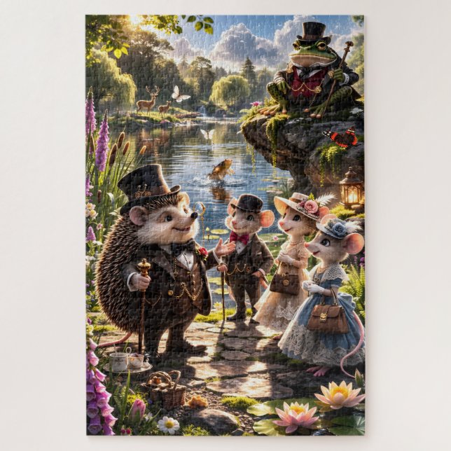 Victorian Woodland animals tea party secret garden Puzzle (Vertikal)