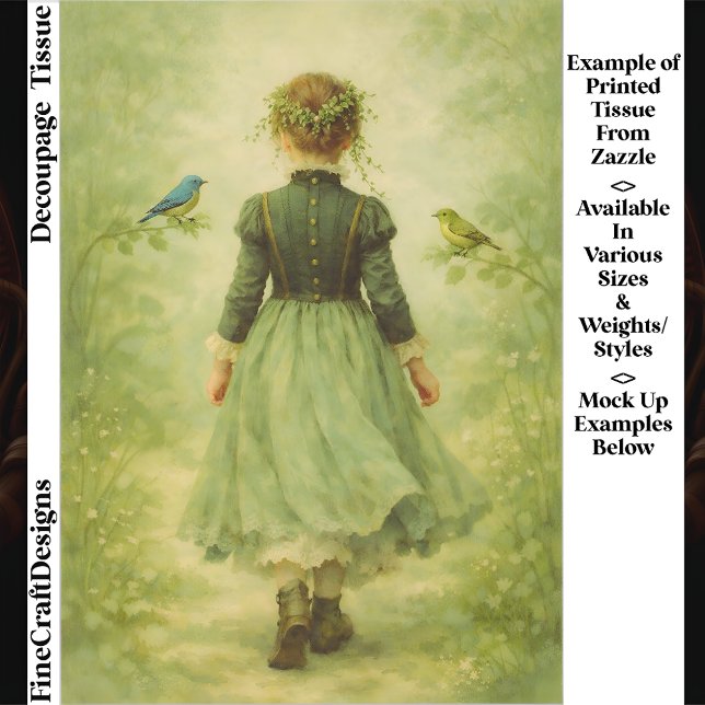  Victorian Woodland Girl From Behind EZ3 Decoupage Seidenpapier (Von Creator hochgeladen)