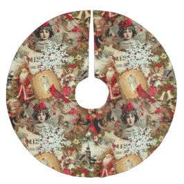 Victorian Yuletide Treasures Collage Polyester Weihnachtsbaumdecke