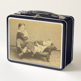 Victorianische Ära Todesfoto Metall Brotdose