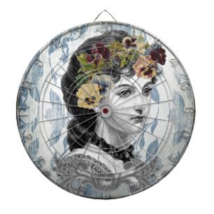Victorianische Dame Stiefmütterchen auf Tapisserie Dartscheibe