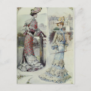 Victorianische Dame –Vintage Französische Mode- Bl Postkarte