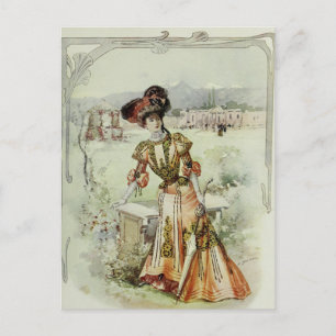 Victorianische Dame–Vintage Französische Mode–Oran Postkarte