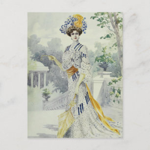 Victorianische Dame–Vintage Französische Mode–Weis Postkarte