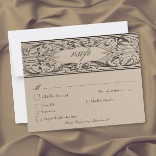 Victorianische Fledermaus bis zum Tod Schwarz & Ta RSVP Karte