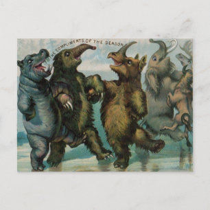 Victorianische Gletschertiere Weihnachten Postkarte