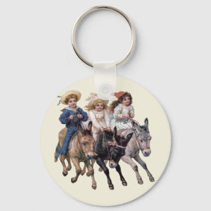 Victorianische Kinder und Pferde Schlüsselanhänger