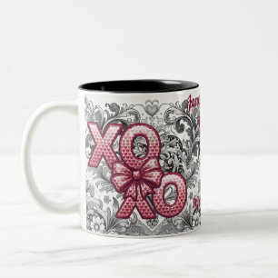 Victorianische romantische florale Herz-Valentinst Zweifarbige Tasse