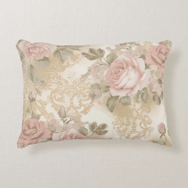 Victorianische Rosen Druck-Wurfkissen Dekokissen (Vorderseite)