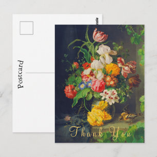 Victorianische Stilleben Blumen Rosa Rosen Danke Postkarte