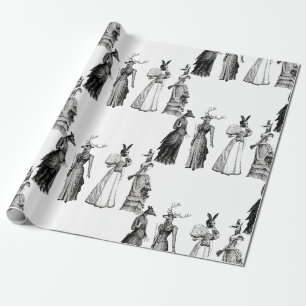 victorianische Tiere Frauen lustig Geschenkpapier