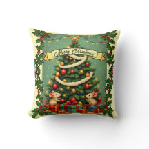 Victorianische Weihnachtsmäuse präsentieren rote g