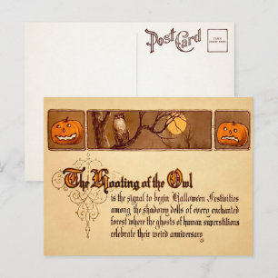 Victorianischer Halloween-Heulender-Eulen-Postkart Postkarte