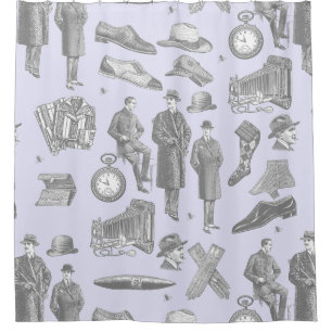 victorianischer Männerstil antike Herrenbekleidung Duschvorhang