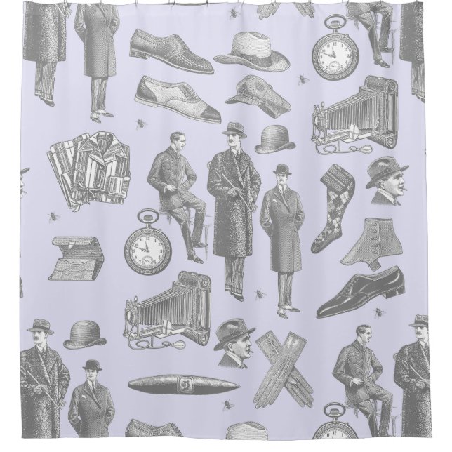 victorianischer Männerstil antike Herrenbekleidung Duschvorhang (Vorderseite)