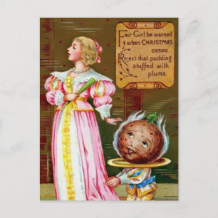 Victorianischer Pflaumenpudding-Weihnachten Postkarte