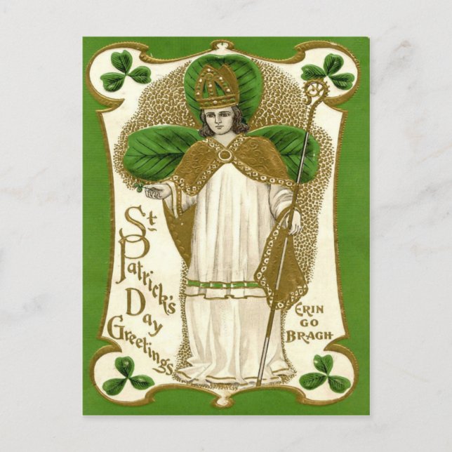 Victorianischer St. Patrick's Day Feiertagspostkarte (Vorderseite)