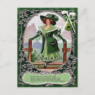 Victorianischer St. Patrick's Day Postkarte