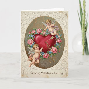 Victorianischer Valentinsgruß-Cupid-Karte Karte