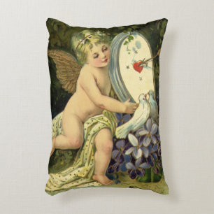 Victorianischer Valentinstag, Vintage Engel Liebes Dekokissen