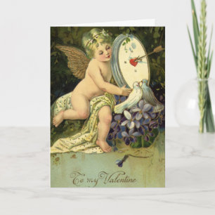 Victorianischer Valentinstag, Vintage-Engel Liebes Feiertagskarte