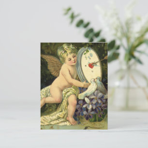 Victorianischer Valentinstag, Vintage Engel Liebes Feiertagskarte