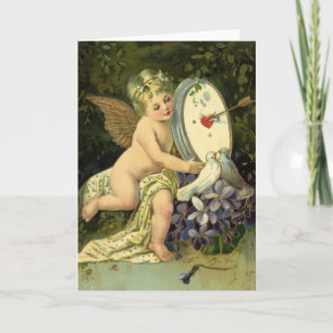 Victorianischer Valentinstag, Vintage-Engel Liebes Feiertagskarte