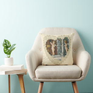 Victorianischer Valentinstag, Vintage-Engel mit Br Kissen