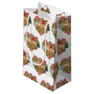 Victorianischer Valentinstag, Vintage-Hände mit Bl Kleine Geschenktüte