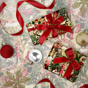 Victorianischer Weihnachten in Karmesinrot Geschenkpapier
