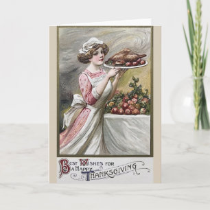 Victorianisches Erntedankfest Dinner Grußkarte Feiertagskarte