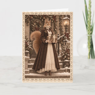 Victorianisches Weihnachtsgeschenk des Eichhörnche Karte