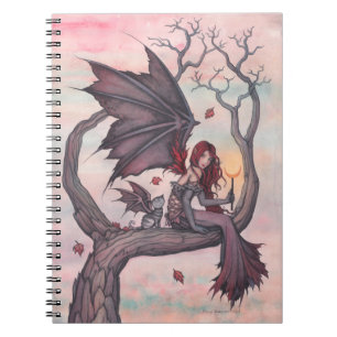Victorias Baum gotische Fee mit Katze Fantasy-Kuns Notizblock